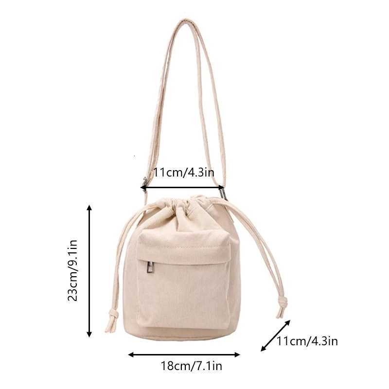 Korean Style Drawstring Bucket Bag - Womens Casual Lightweight Crossbody Bag Youthful Middle Shoulder Bag WholesaleT251206
