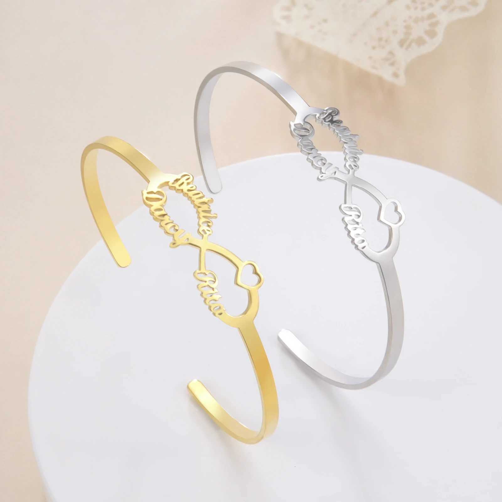 Personalized Name Bracelet for Women Men Custom Jewelry Stainless Steel Customized Bangle Gold Color Arabic Name Birthday Gifts W251206