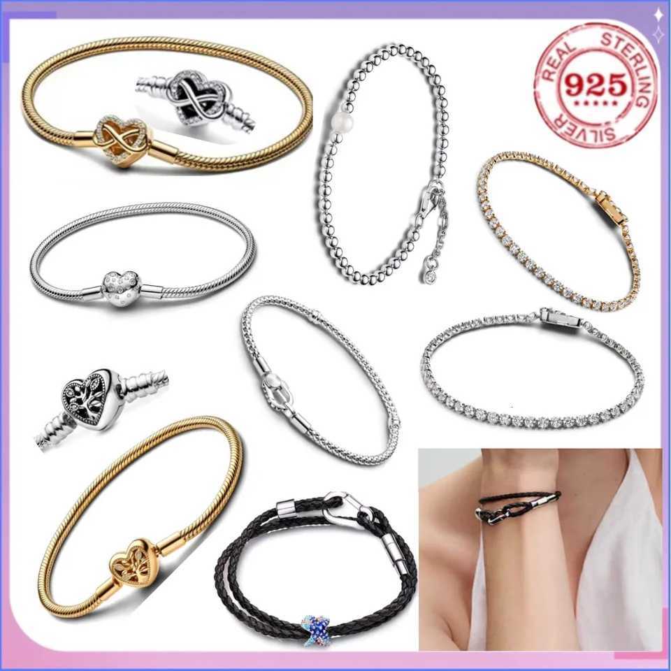Original 925 Sterling Silver Bracelet For Women Charms Beads Heart Family Tree Bracelets Snake Chain Luxury Fine Jewelry Gift W251206
