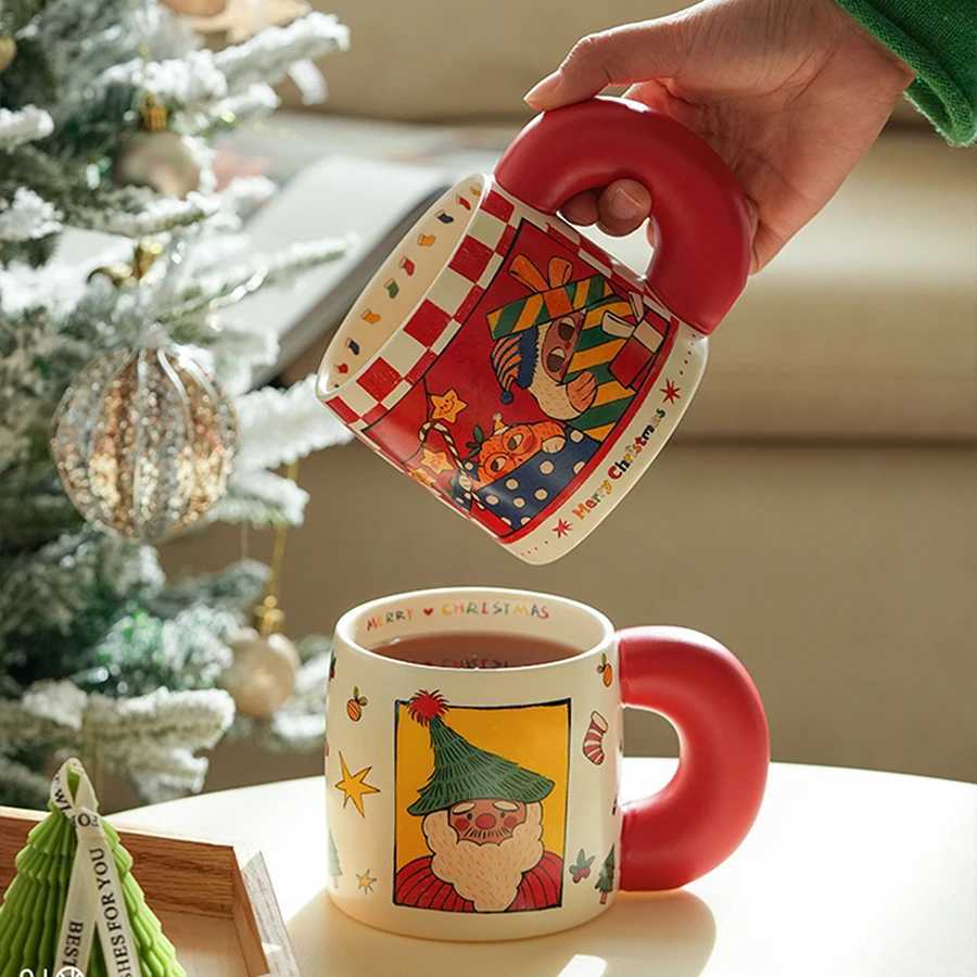 Ceramic Cartoon Snowman Mugs Ins Popular Santa Claus Printed Home Cute Water Tea Coffee Drinkware 620ml Cup With Big Handgrip M251206 - view 7