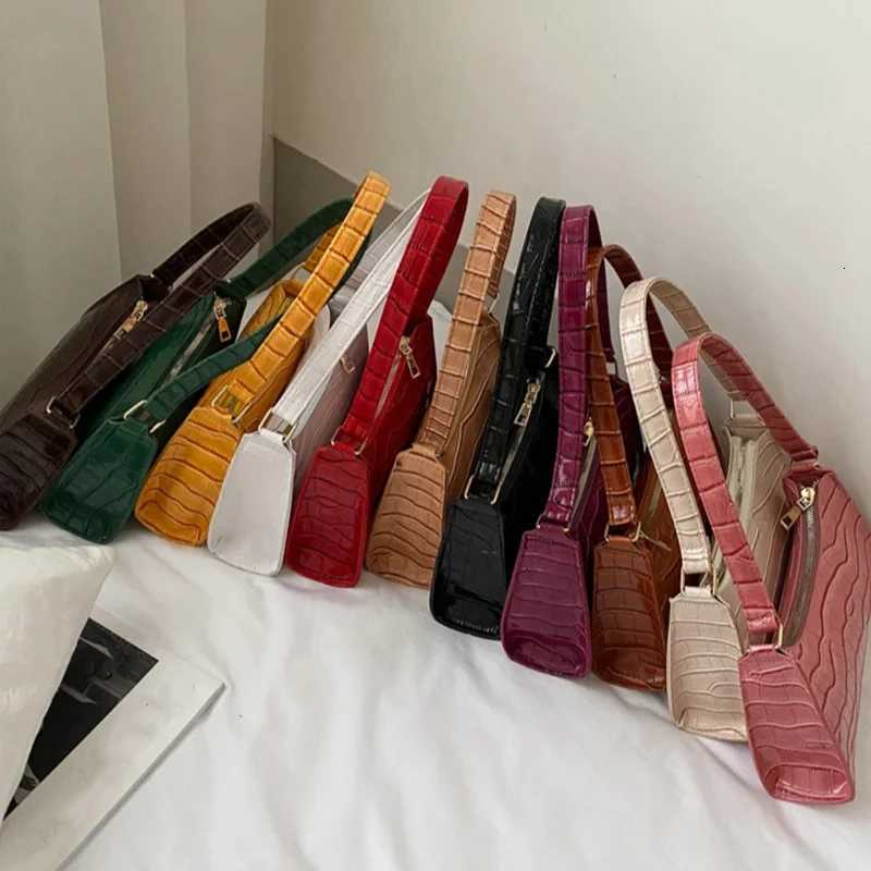 Fashion PU Leather Bags for Women Alligator Pattern Armpit Handbag Female Small Underarm Messenger Bag and Purse Designer BagT251205