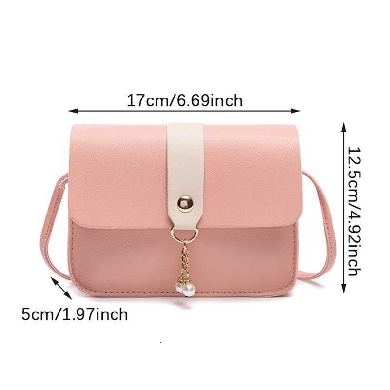 Contrast Women Shoulder Bag Simple Pearl Pendant Luxury Designer Handbag Messenger Bag Small Square Crossbody Mobile Phone PurseT251205