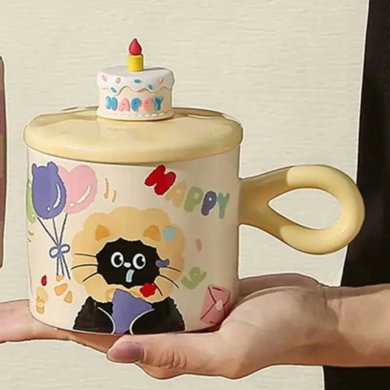 New Cartoon Cat With Lid Cute Ceramic Cup With High Appearance And Large Capacity Office Coffee Cup FriendS Birthday Gift M251206 - view 7