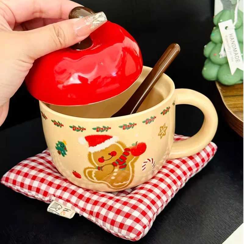 Cute Christmas Apple Ceramic Mug Gift Box with Lid Spoon Kawaii Cup High-quality Milk Coffee Mugs Birthday Gift Tea Cup420ml M251206 - view 6
