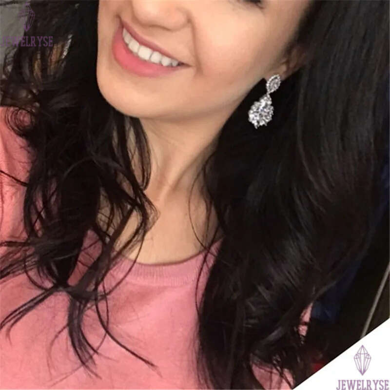 classic diamond clip on screw back earring designer for woman party AAA cubic zirconia silver dangle crystal earrings brides bridesmaid luxury wedding