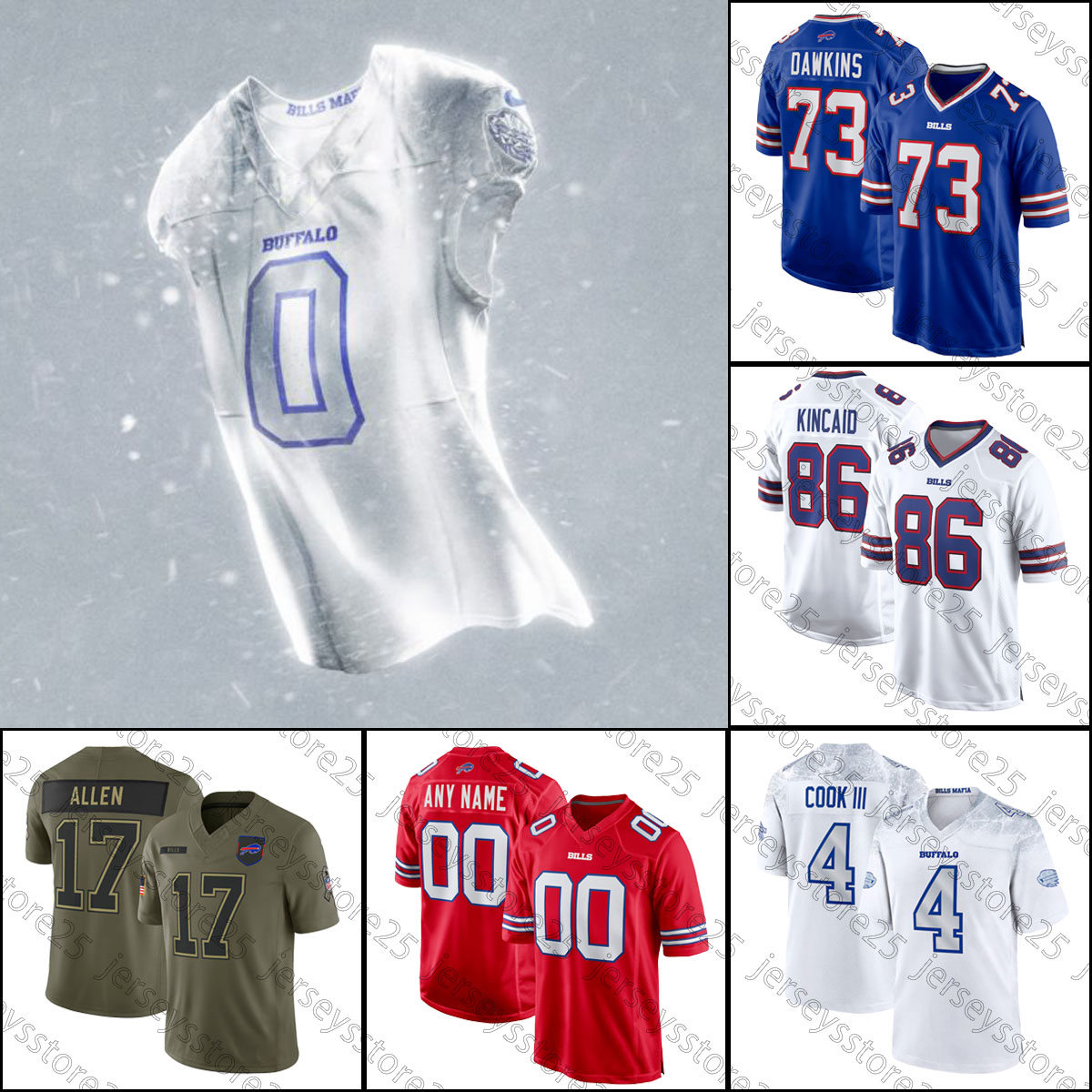 2025-2026 season New Bill Football Jersey Josh Allen Keon Coleman James Cook III Dalton Kincaid Dawson Knox Khalil Shakir Matt Milano Joey Bosa Dion Dawkins Jerseys