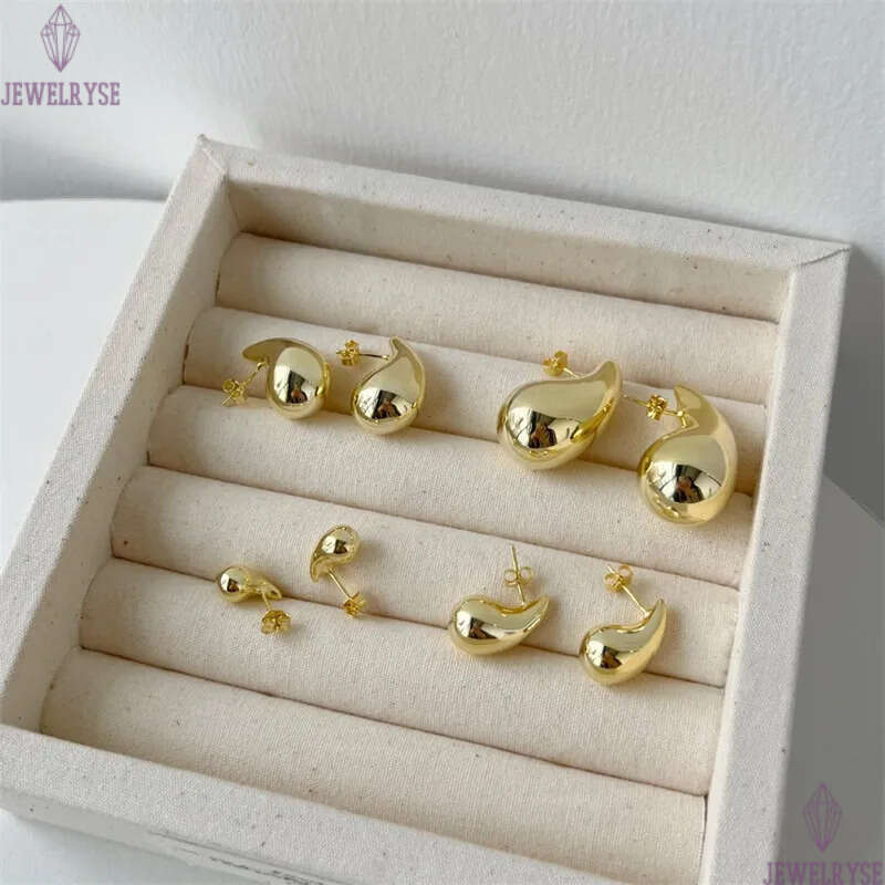 luxury 18k gold earrings designer for women 12mm 18mm 23mm 30mm 925 sterling silver water drop fashion womens gilrs back stud earring jewelry woman fr