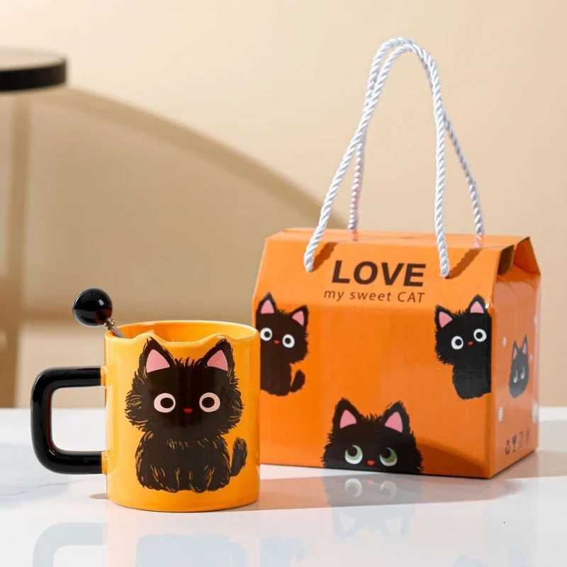 Cute Cat Ceramic Mug Gift Box Household Water Cup Large Capacity Coffee Cup with Spoon M251206 - view 5