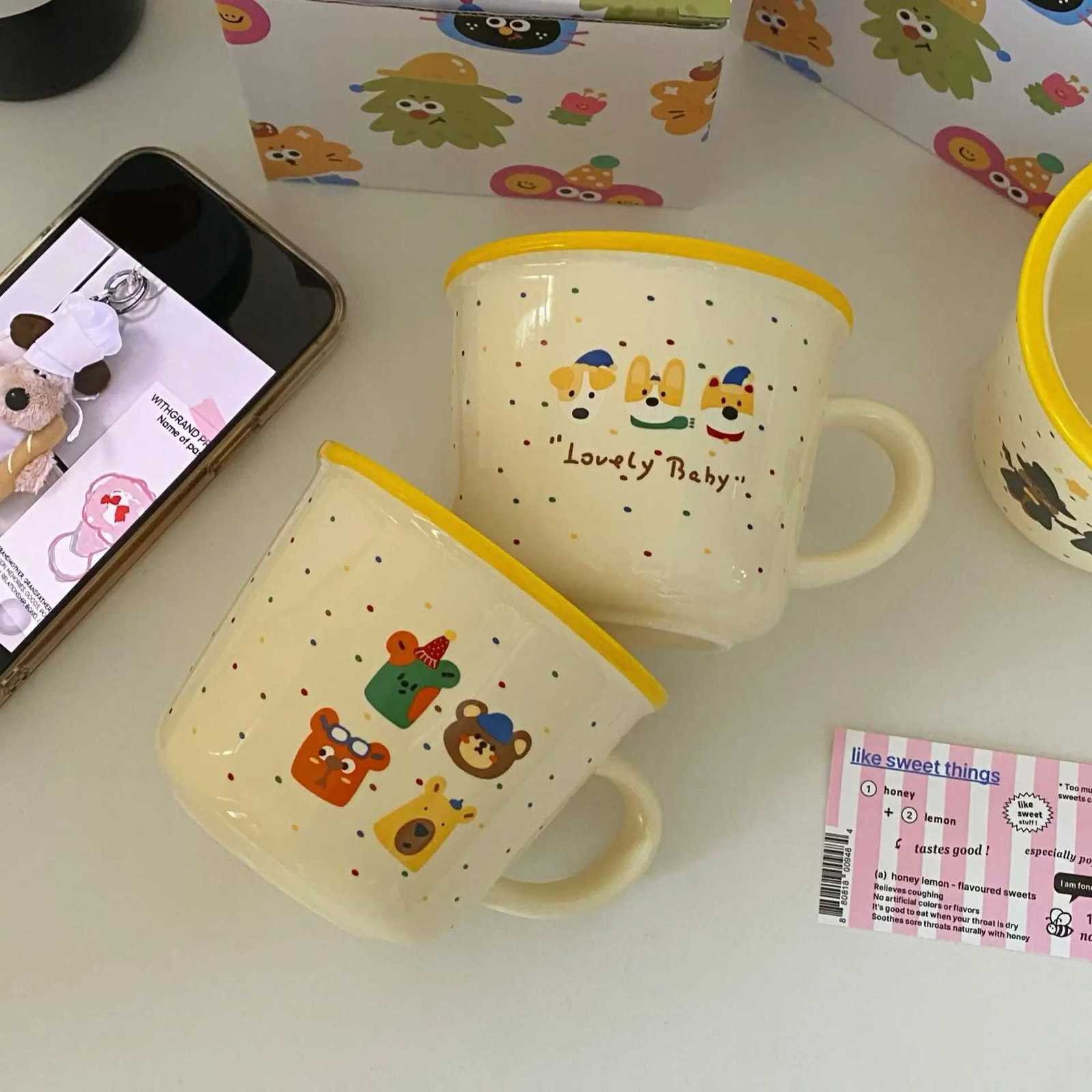 Mug Cute Color Polka Dot Milk Almost Cartoon Illustration Milk Coffee Mug Ceramic Home Office Exquisite High Appearance Level M251206 - view 5