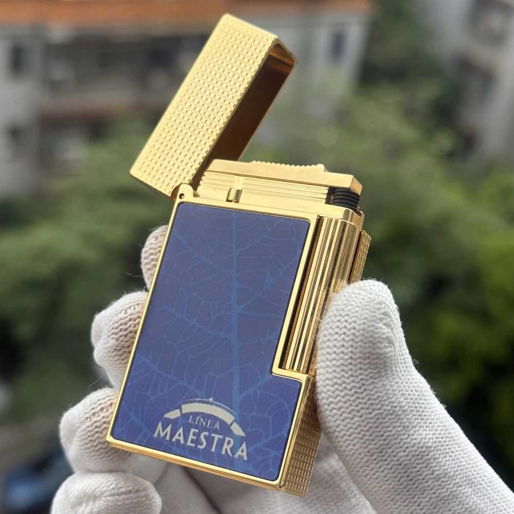 Gas Lighter Brass Lacquer Meo for Cigars Dual Flame Collectible Cigar Tools lighters for smokers Collector Gift H251206