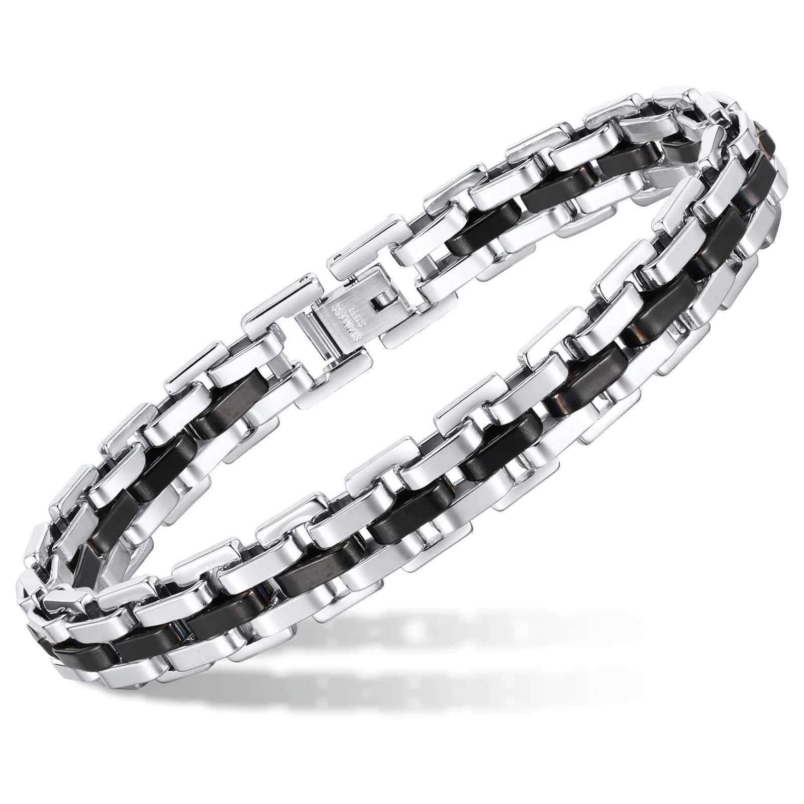 Stylish Strap Chain Boys Men Bracelets Stainless Steel Links Wristband Fathers Day Dad for birthday christmas Gift Jewelry W251206