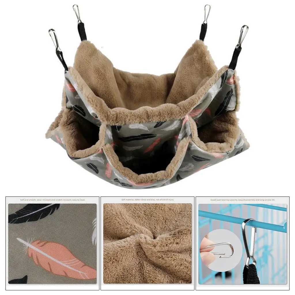 Hamster Hammock Cotton Nest Three-layer Hanging Bed Nest Warm House Tunnel for Chinchillas Ferrets Small Pet Cage Accessories M251206