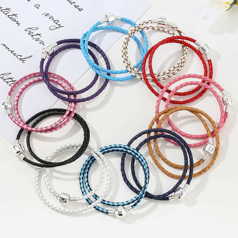 BAOPON Dropshipping High Quality 9 Colors Leather Chain Charm Bracelets with DIY Fine Bracelet for Women Girls Jewelry Gift W251206