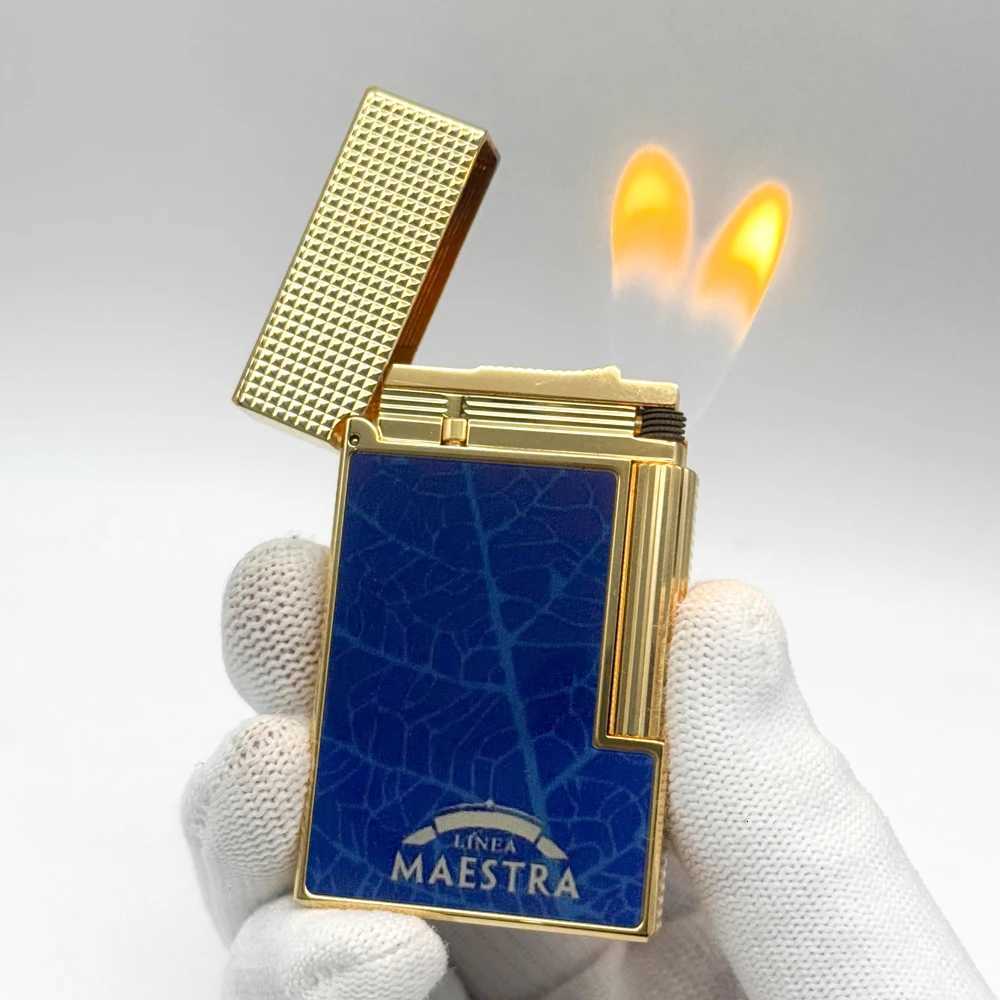 Gas Lighter Brass Lacquer Meo for Cigars Dual Flame Collectible Cigar Tools lighters for smokers Collector Gift H251206