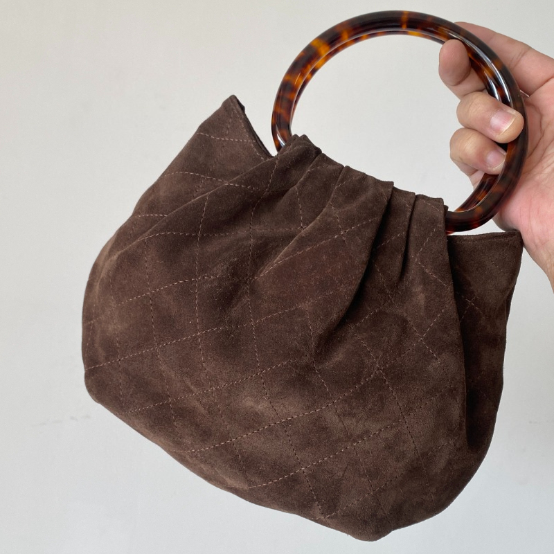 26C Suede Leather Small Totes Purses And Handbags Designer Plaid Evening Party Clutch Vintage Tortoiseshell Handle Retro Elegant For Women Newest Chic Bag 3486