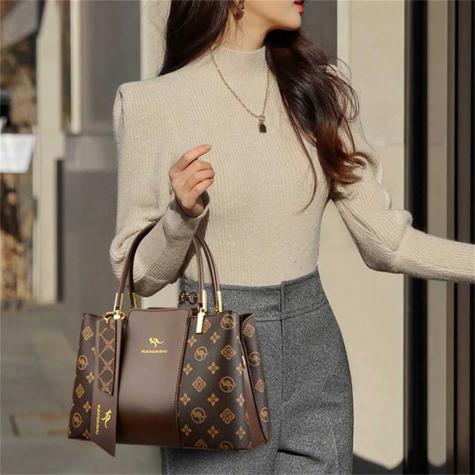 Luxury Handbag Fashion Print Large Capacity Soft Leather Women Shoulder Crossbody Bag Leisure Designer Ladies Purses and HandbagT251205