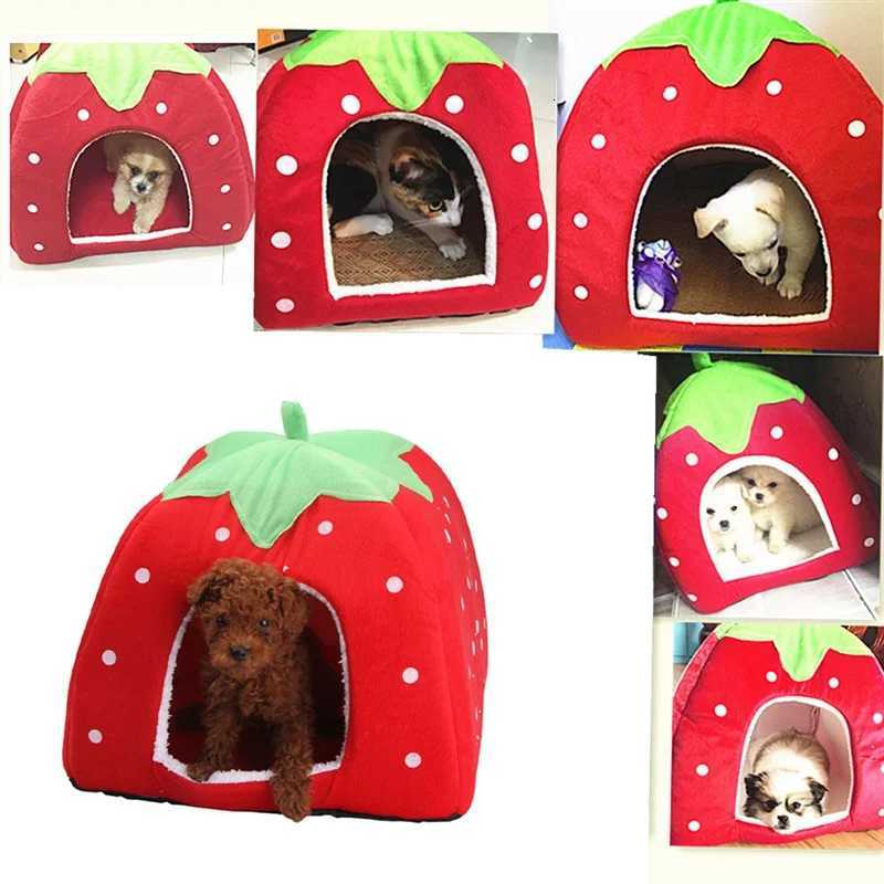 A88K-Dog Kennel Dog Fashion Mat Basket Soft Strawberry Pet Dog Cat House Pet Tent Dog House Small Dog Kitten Bed Cat House M251206