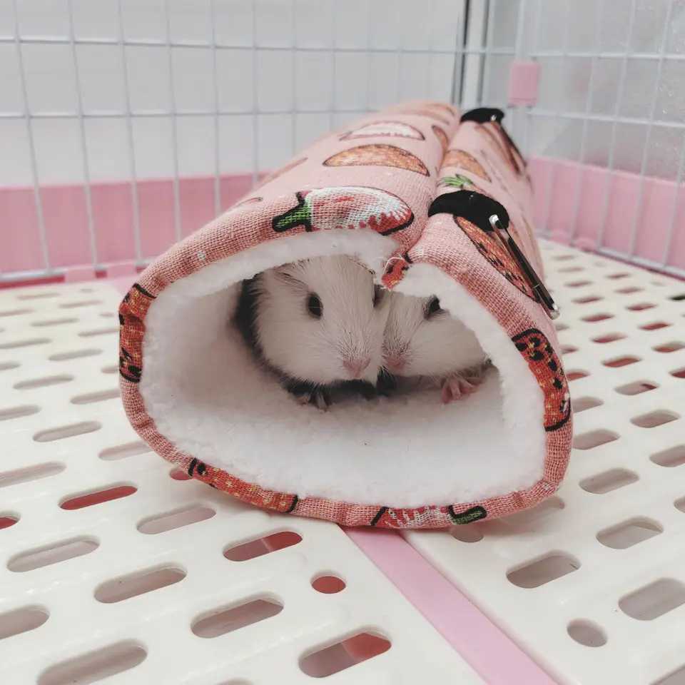 Random Color 1pc Small Pet Tunnel Honey Bag Gliding Mink Sprig Rat Guinea Pig Super Soft Plush Tunnel Nest Hamster Warm Tunnel M251206