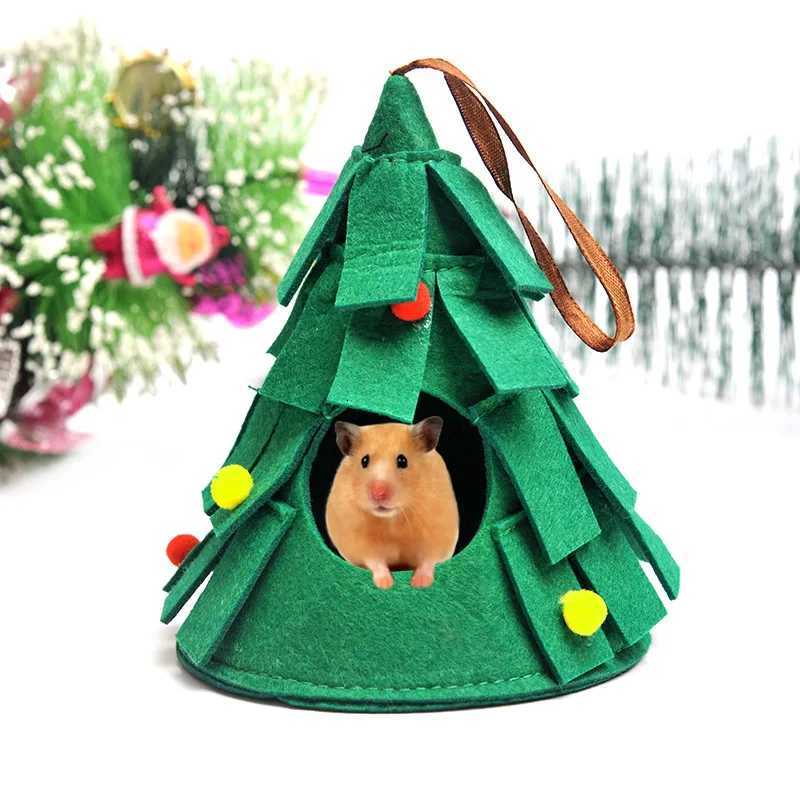 Hamster Christmas Tree Warm Cozy Hamster Christmas Toy Warm Guinea Pig Bed Hideaway Hamster Nest Christmas Bed for Small Animal M251206