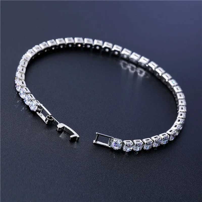 4mm Cubic Zirconia Tennis Bracelet Iced Out Chain Bracelets For Women Men Silver Color Men Bracelet CZ Chain Homme Jewelry W251206
