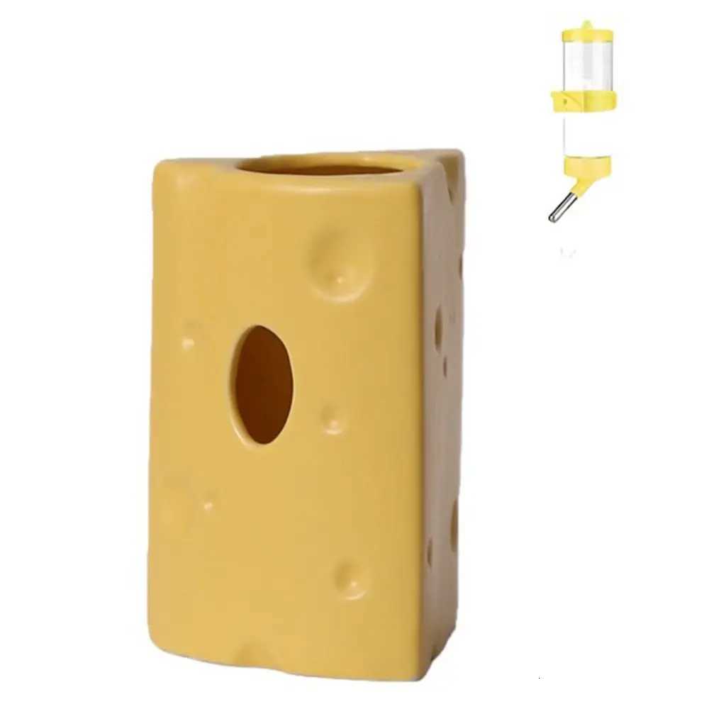 Stable Creative Hamster Hideout Ceramics Hut Decorative Ceramics Hamster House Cute Cheese Shape Hamster Bed Small Animals M251206