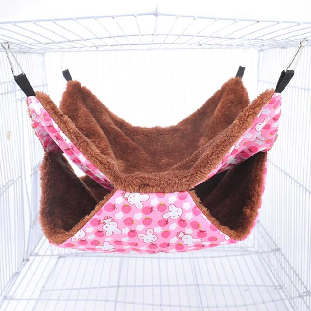 Comfortable Hammock For Rats Double Thick Plush Warm Bed For Hamster House Nest Sleeping Bag Hanging Tree Beds Pet Hamster Nest M251206