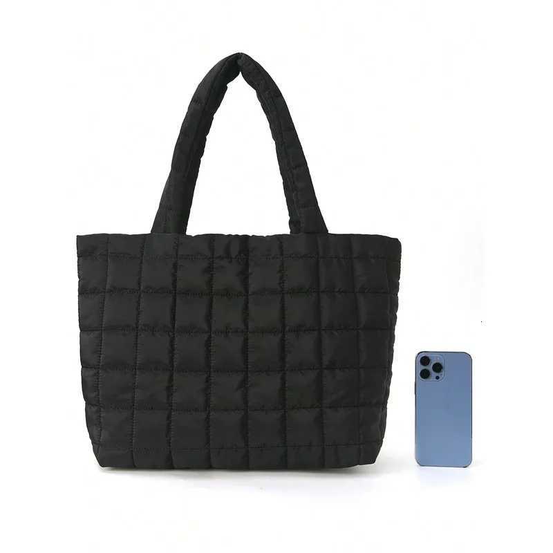 1 Pc Minimalist Quilted Puffy Tote Bag Large Capacity Crossbody Bag Trendy Padded Shoulder Bag For Women For Daily CommuteT251205