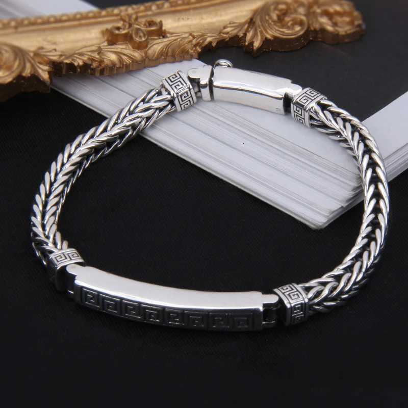 New Silver Color Hemp Rope Keel Men 4mm Bracelet Silver Tide Fashion All-Match Casual Retro Handmade Chinese Style Jewelry W251206