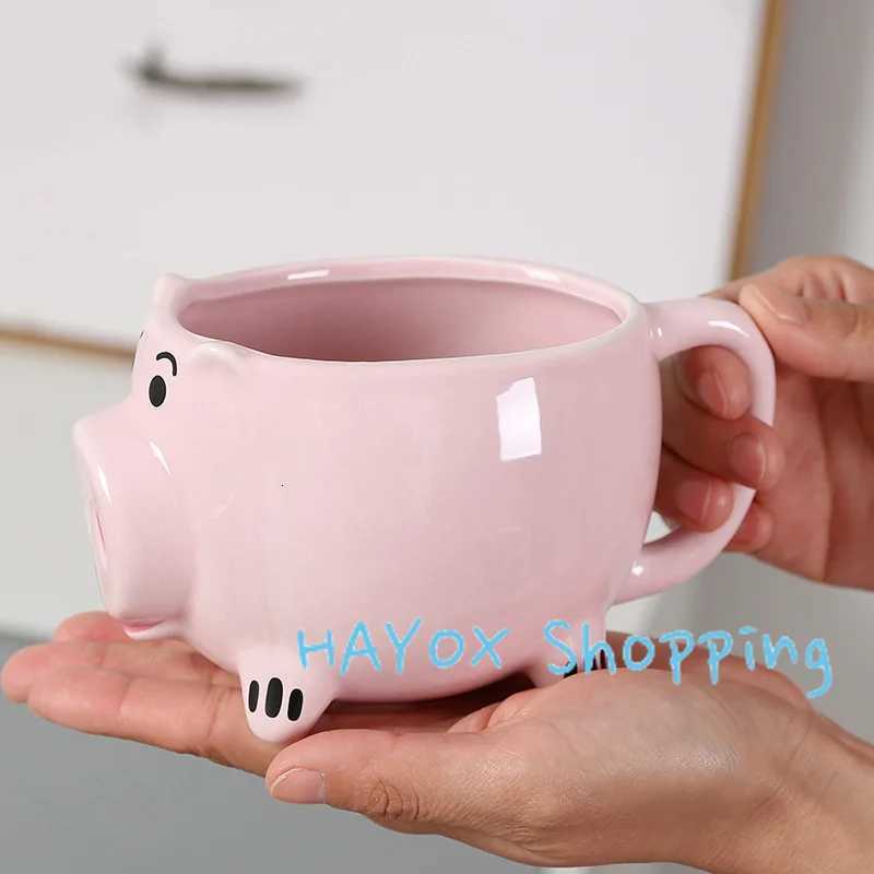 Cartoon 3D Pig Coffee MugMicrowave Heating Porcelain Creative Funny MugOffice Cups Milk Cup Water Bottle for Gift M251206 - view 4