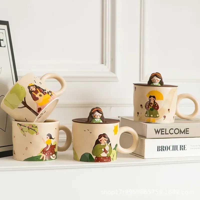 3D Lovely Girl Companion Cup Mug Cover Cute Gift Girlfriend Girls Ceramic Birthday Gift Mug Coffee Cup Mug with Lid IOIPAJ M251206 - view 5