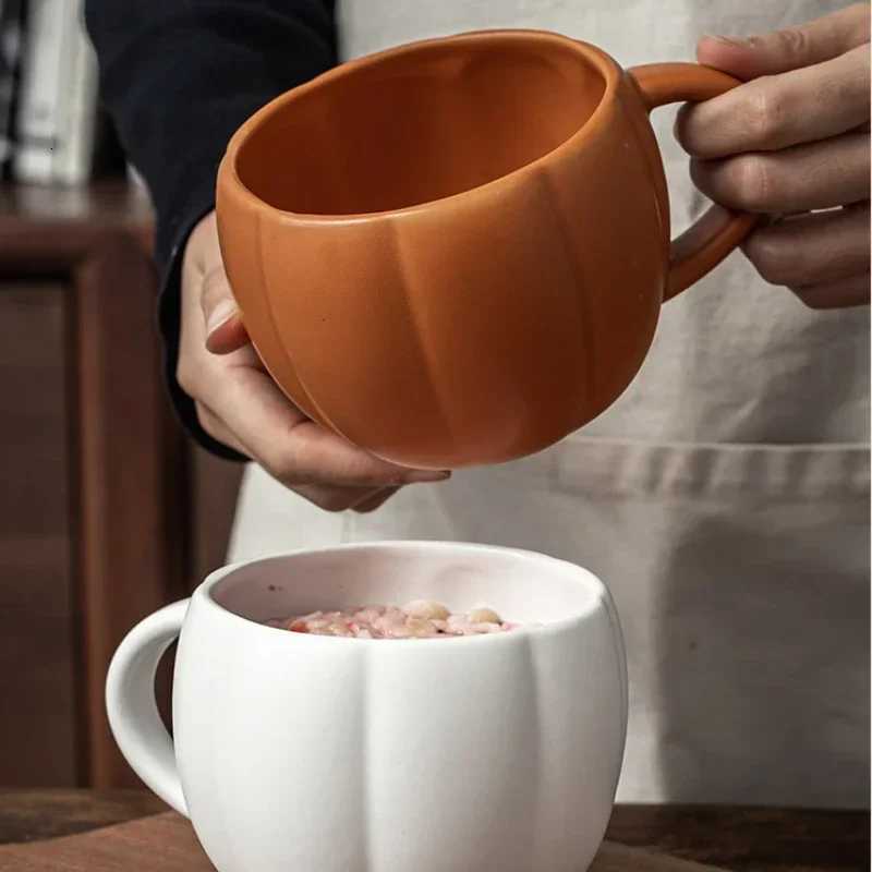 Creative Pumpkin Cup Retro Ceramic Coffee Cups Halloween Ghost Devil Decoration Mug Fall Cute Water Cup Milk Breakfast Drinking M251206 - view 5