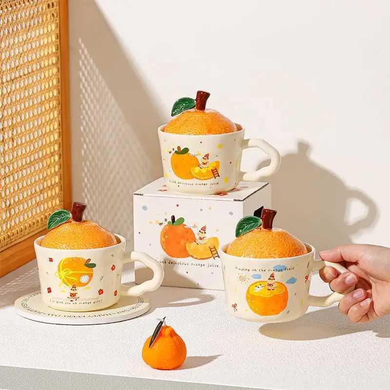 Cute Cartoon Anime Surrounding Orange Model Ceramic Home Office Mug Girl Cute Coffee Milk Fashion Home Supplies Water Cup Gift M251206 - view 7