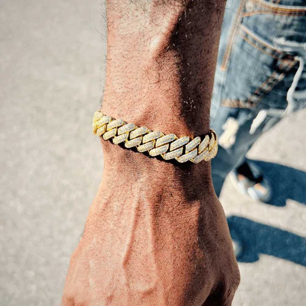 2024 NEW Hip Hop Men Link Bracelet 13/14MM Cuban Chain Iced Out 2 Row Rhinestone Paved Miami Rhombus Bracelet for Women Jewelry W251206
