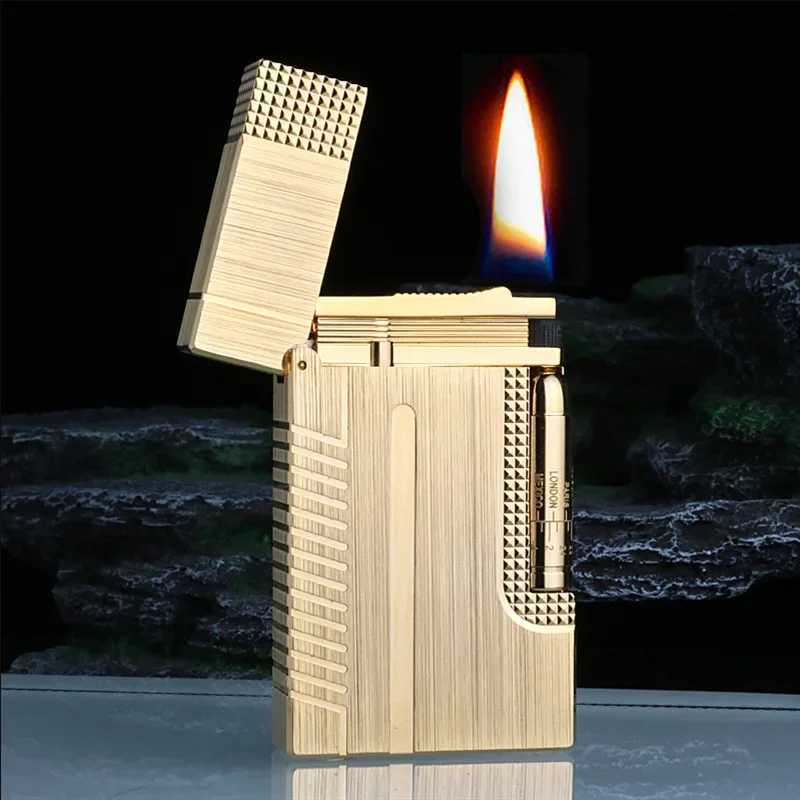 New High-end Crisp Sound Gas Lighter Steel Tone Side Slip Windproof Business Gift Mens Lighter Cigarette Accessories H251206