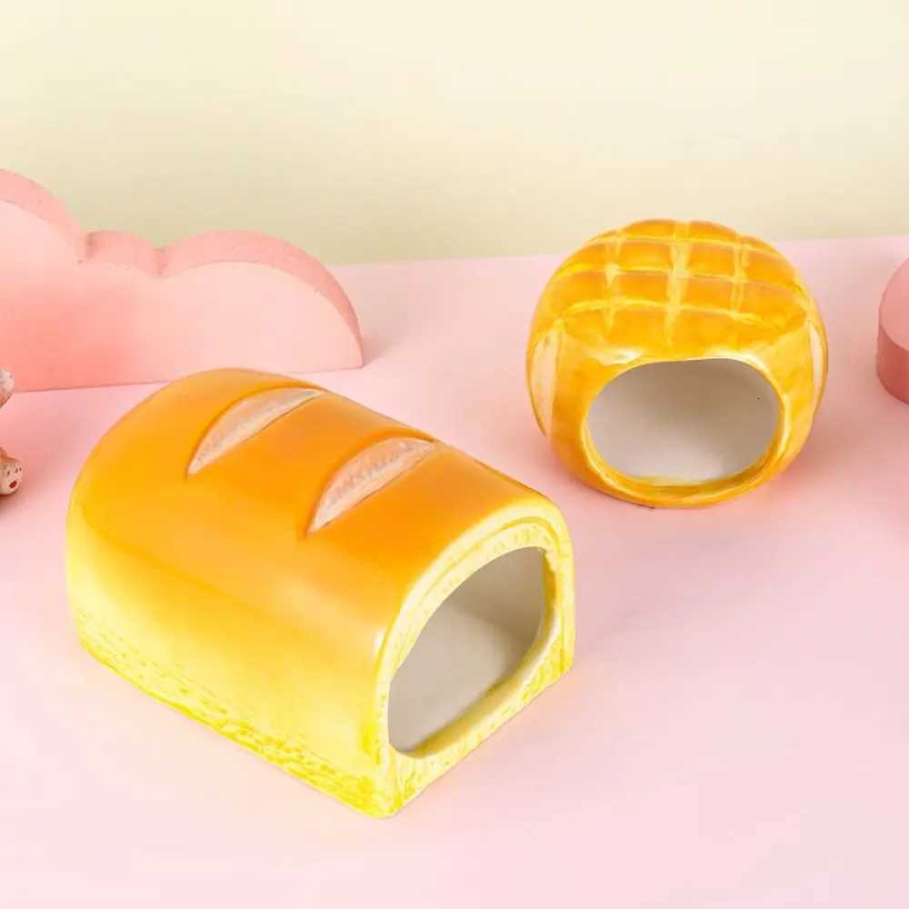 Hamster Landscaping Supplies Ceramic Hamster Nest Cooling Cute Pet Small House Bread Shaped Creative Hamster Bed Golden Bear M251206