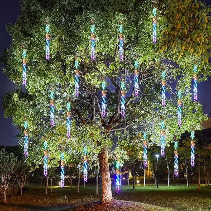 LED Petardo Meteor Light String Garden Tree Appeso Luce Paesaggio Decorazione L…