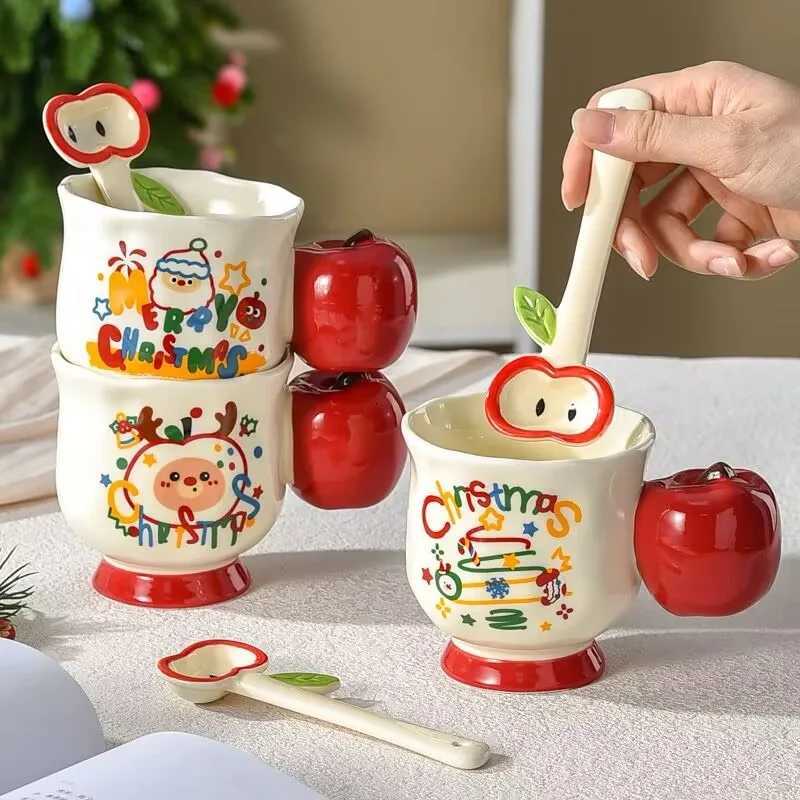 Christmas Tree Ceramic Mugs with LIDS Office Coffee Mugs Cartoon Tabletop Decoration Breakfast Milk Mugs M251206 - view 4