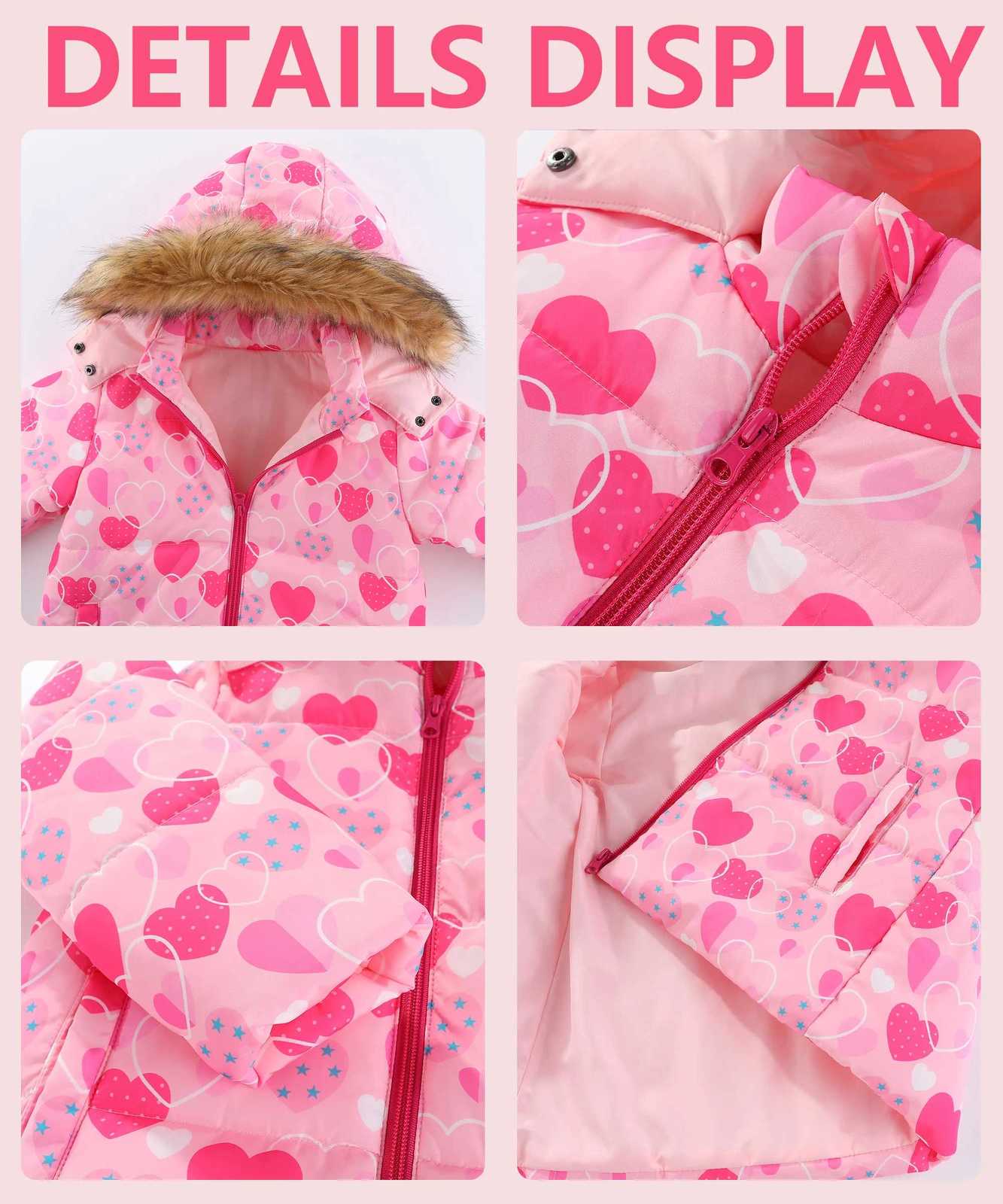 4-8T Kids Girls Ski Suits Hooded Snowboard Coats Children Winter Warm Pant Outdoor Sportwear Thick Cotton Snowboard Skiing SuitW251206