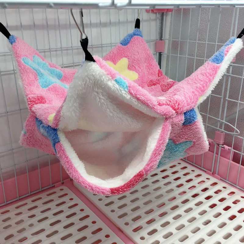 Double Layered Hamster Cage Sleeping Hammock Print Guinea Pig Clothes Bed Rodent Hammock Chinchilla Cage Little House M251206