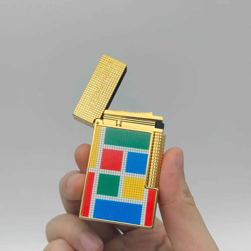 Aesthetic Gas Lighters Colorf Mosaic Pattern Lacquer Ligne 2 Soft Flame e Copper Cigarette Gadgets for Men Collections H251206