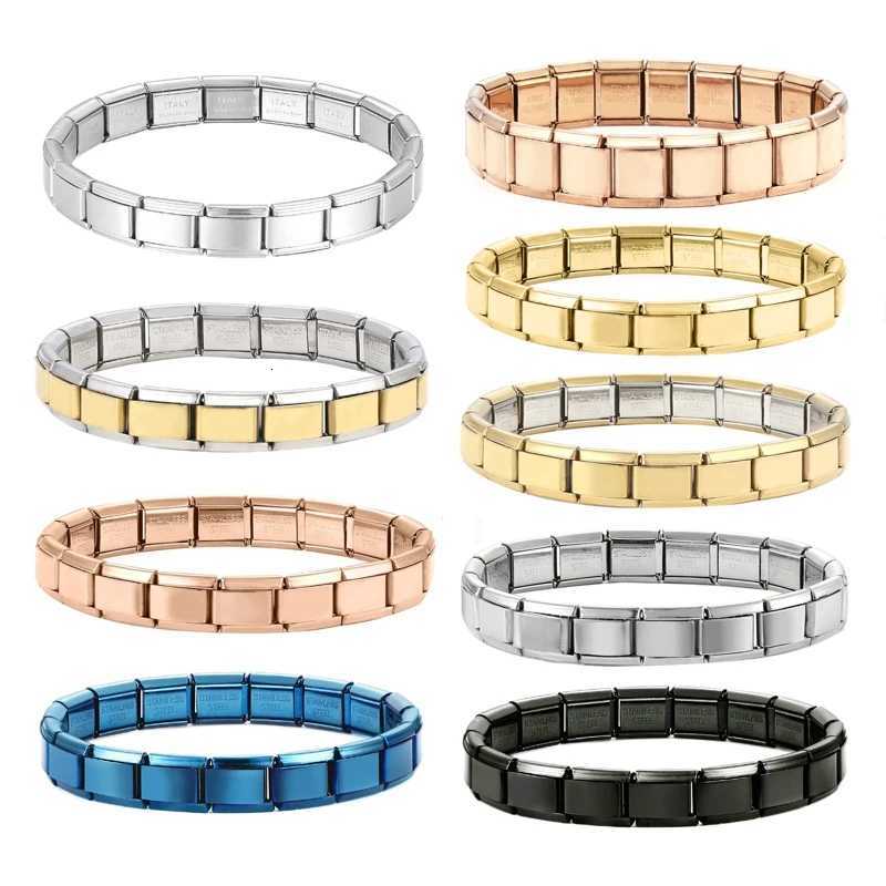 Fashion Stainless Steel Stars Cross Elastic Italian Links Charm Bracelet 9mm Width Simple Design Bangle Men Women DIY Jewelry W251206
