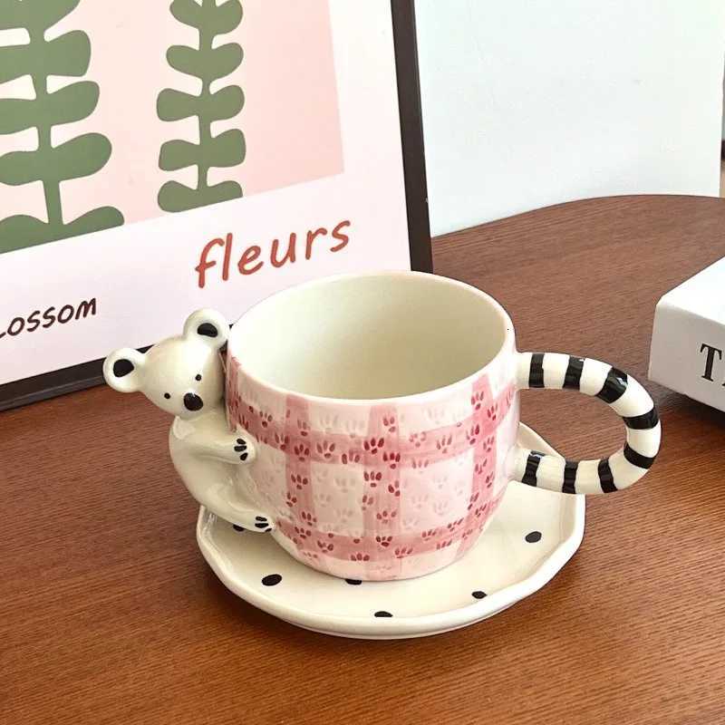 260ML Freehand Painting Ceramic Mugs Cuddle Koala Coffee Cup Set Three-dimensional Japanese Cute Cup Children Afternoon Tea Cup M251206