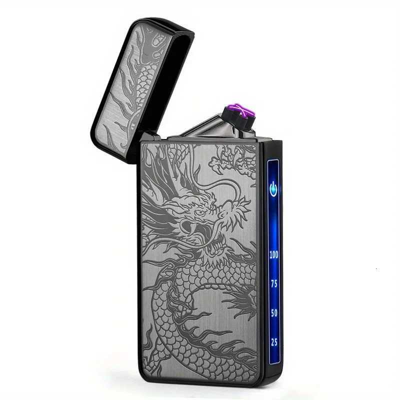 2025 Metal Type-c Charging Double Fire Arc Pse Electronic Lighter Power Display High Value Gift Cigarette Accessories H251206