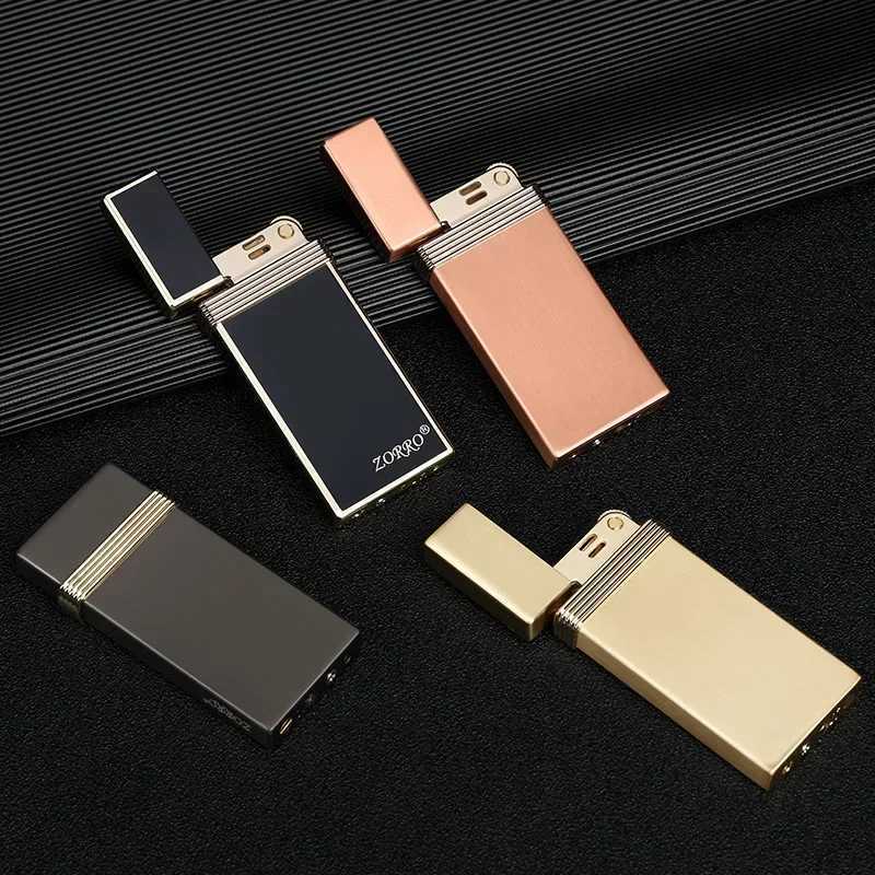 ZORRetal Electroplated tra thin Windproof Iatable Lighter Fashion Mticolor ic Grinding Wheel Ignition Gas Lighter H251206