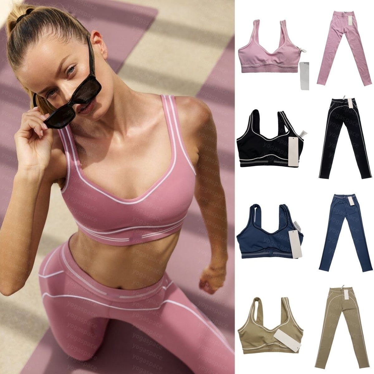 Yoga pants exercise set 2 piece bra and pants set high end minimalist sports shorts women clothing solid color sportswear designer women gym set