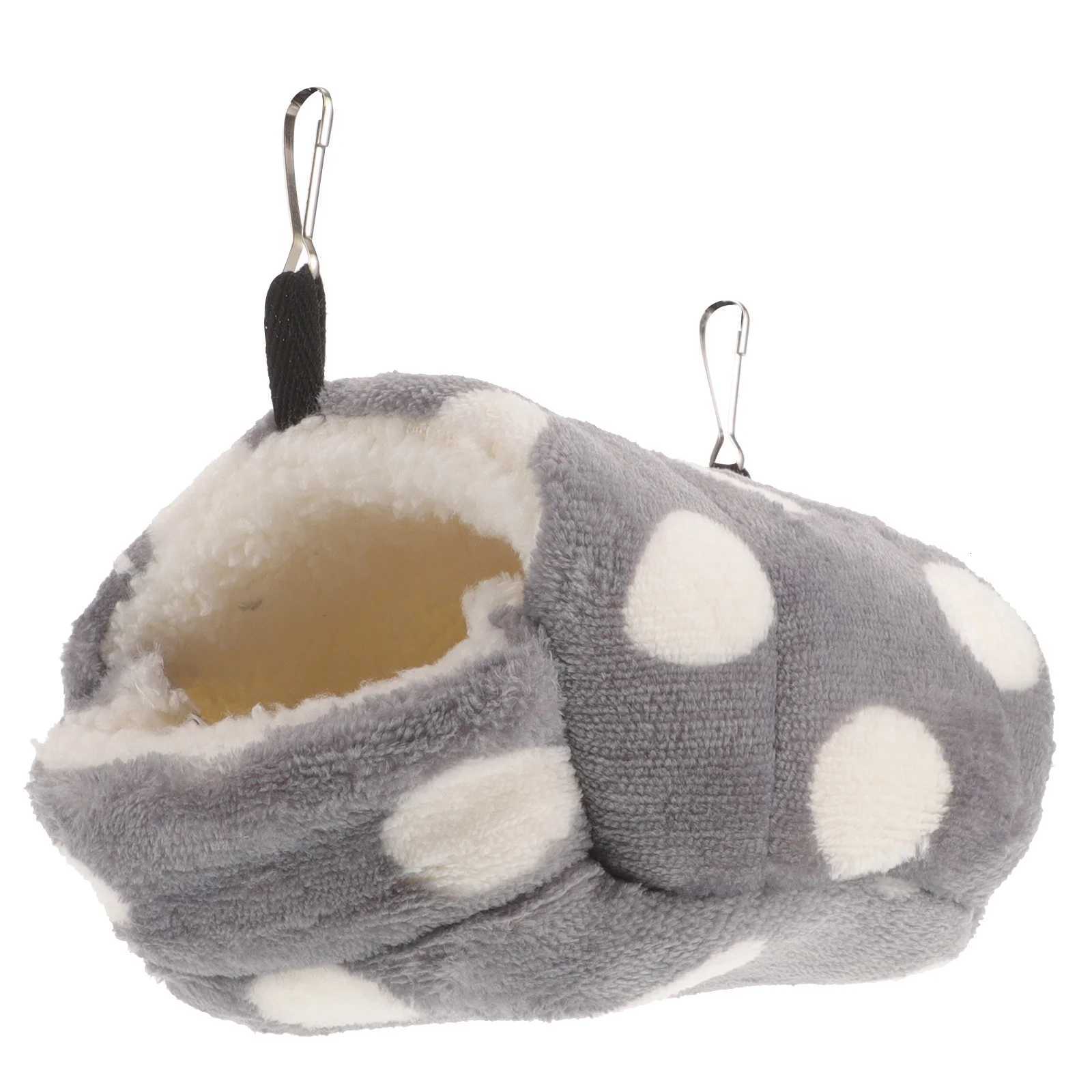 Winter Warm Cotton Parrots Nest House Cage Hammock Size M Grey Animal Hut Heat Preservation Shelter for Small Pets M251206