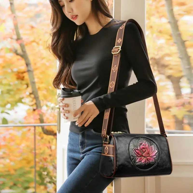 Casual Women Handbag Soft Leather Shoulder Crossbody Bags for Women 2024 New Fashion Print Ladies Messenger Tote BagT251205
