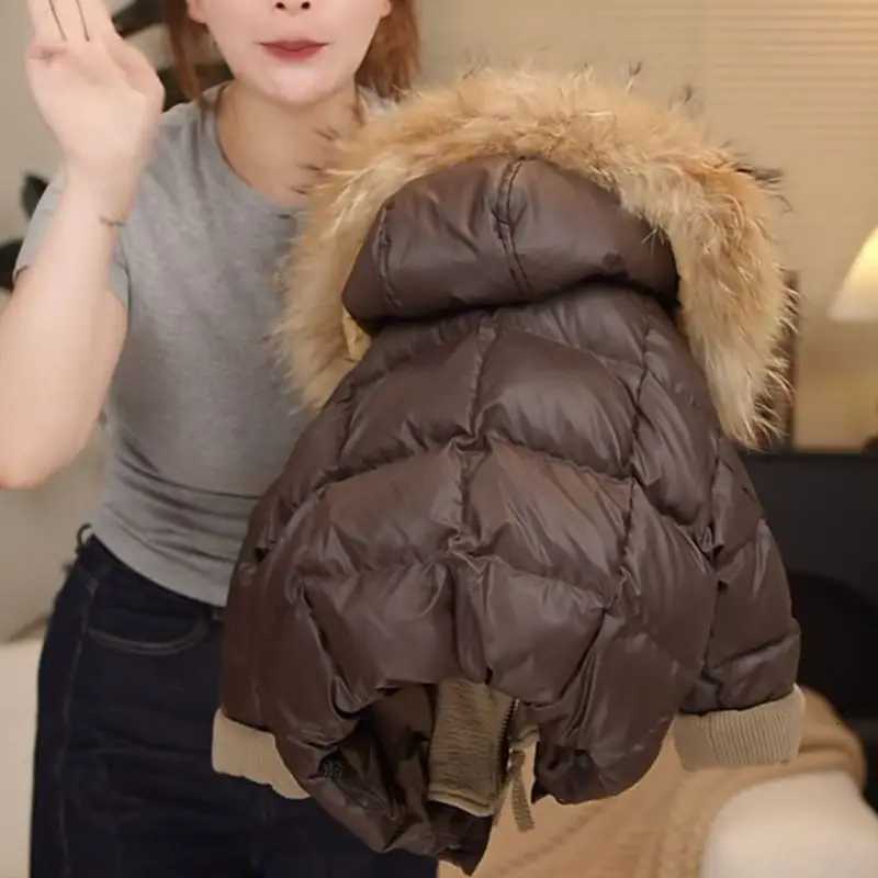 Childrens Winter Down Jacket New Boys and Girls Thick Warm Big Hair Collar Coat Kids parkas snow jacketW251206