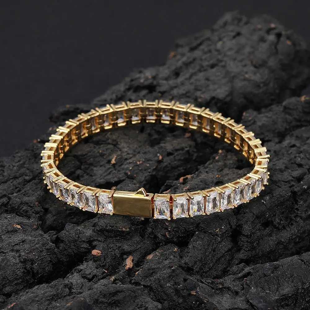 6MM Rectangular Zircon Tennis Bracelet Full Iced Out Hip Hop Tennis Chain Bracelet Women Fine Jewelry For Gift W251206