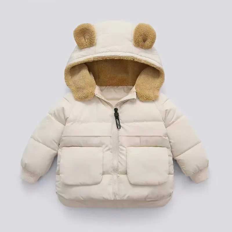 Baby Boys Girls Thicken Hooded Zipper Down Jackets Kids Casual Cotton-padded Solid Plush Coat Childrens Winter Warm OuterwearW251206